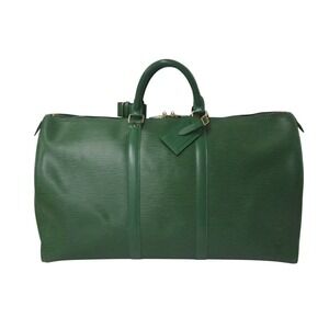 LOUIS VUITTON Keepall Boston Bag Borneo Green Epi Leather